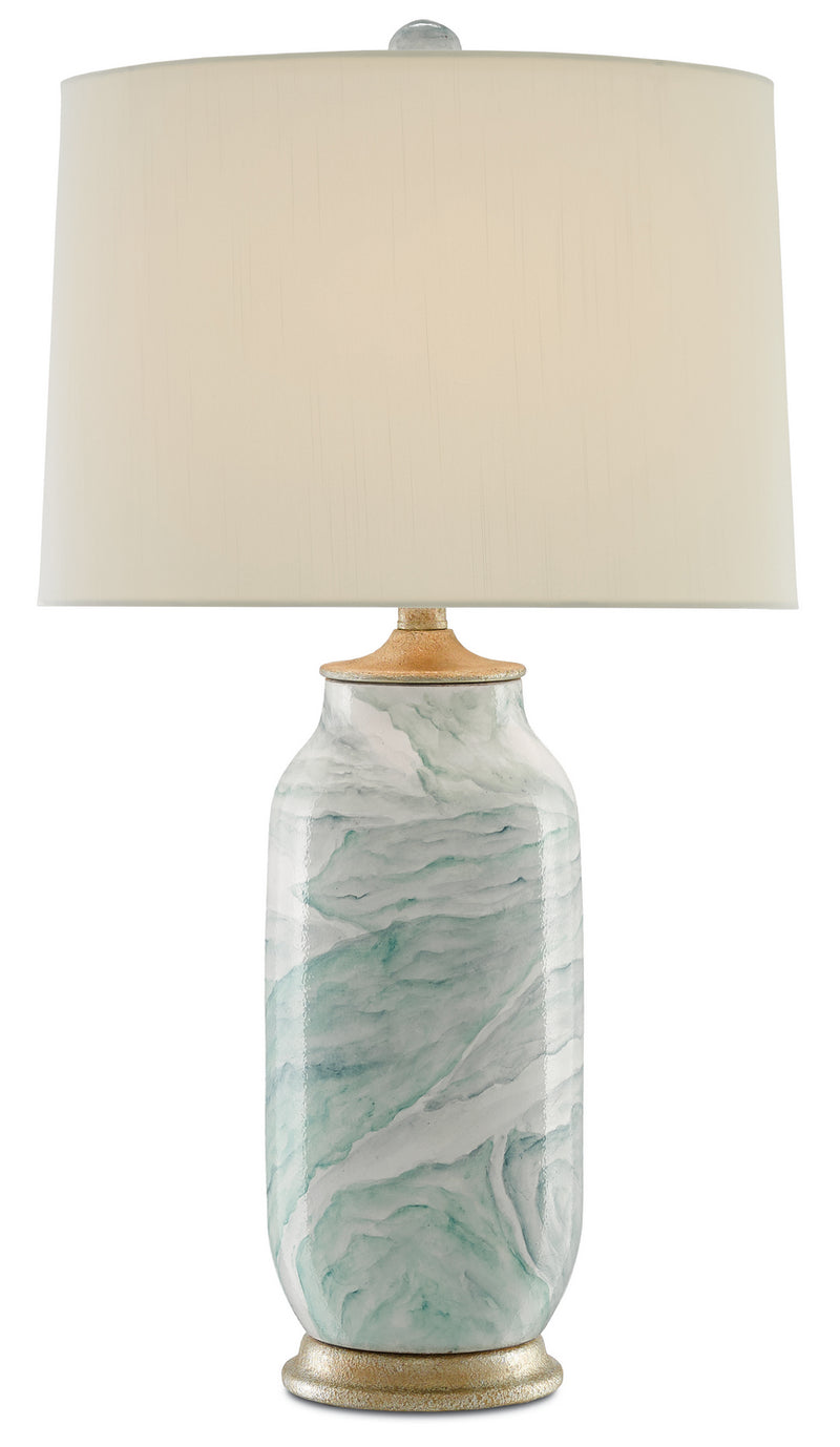 Currey and Company 6000-0339 One Light Table Lamp, Sea Foam/Harlow Silver Leaf Finish - LightingWellCo