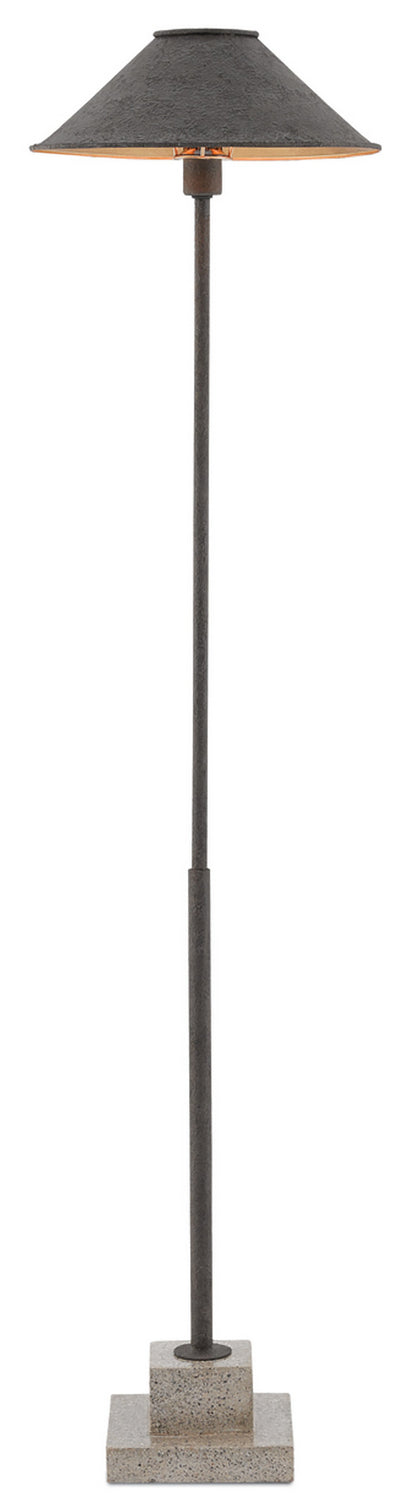 Currey and Company 8000-0016 One Light Floor Lamp, Molé Black/Contemporary Gold Leaf/Polished Concrete Finish - LightingWellCo