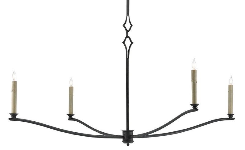 Currey and Company 9000-0176 Four Light Chandelier, French Black Finish - LightingWellCo