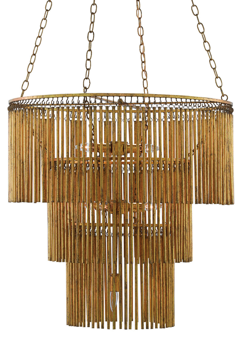 Currey and Company 9000-0247 Seven Light Chandelier, Gold Leaf Finish - LightingWellCo