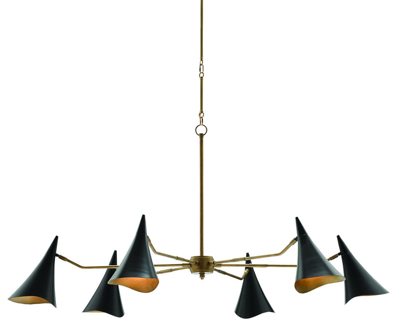 Currey and Company 9000-0311 Six Light Chandelier, Oil Rubbed Bronze/Antique Brass Finish - LightingWellCo