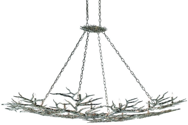 Currey and Company 9000-0367 14 Light Chandelier, Silver Leaf Finish - LightingWellCo