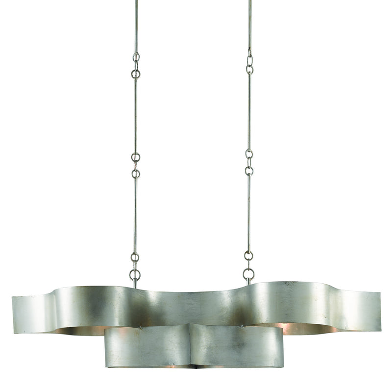 Currey and Company 9000-0372 Six Light Chandelier, Contemporary Silver Leaf Finish - LightingWellCo