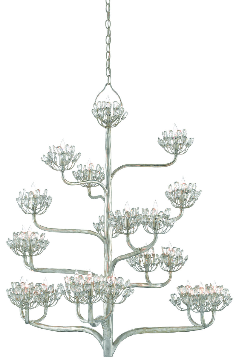 Currey and Company 9000-0373 22 Light Chandelier, Contemporary Silver Leaf Finish - LightingWellCo