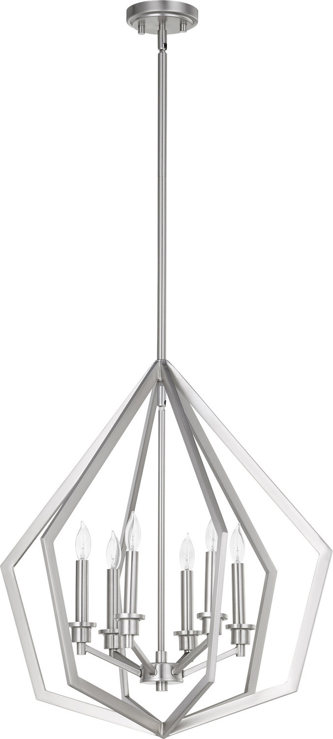 Quorum 699-6-65 Six Light Pendant, Satin Nickel Finish - LightingWellCo