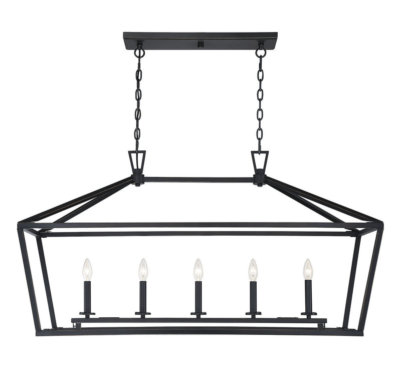 Savoy House 1-324-5-44 Five Light Linear Chandelier, Classic Bronze Finish LightingWellCo