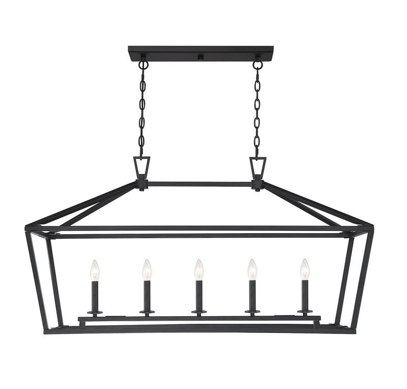 Savoy House 1-324-5-89 Five Light Linear Chandelier, Matte Black Finish LightingWellCo