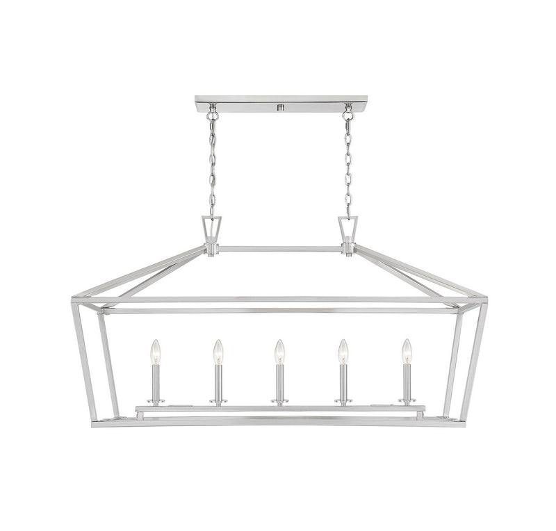 Savoy House 1-324-5-SN Five Light Linear Chandelier, Satin Nickel Finish LightingWellCo