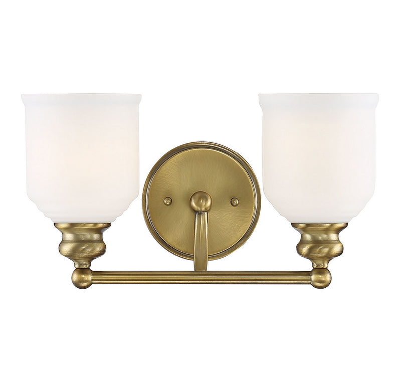 Savoy House Melrose 8-6836-2-322 Two Light Bath Bar, Warm Brass Finish - LightingWellCo