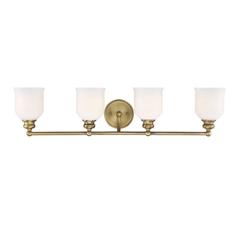 Savoy House Melrose 8-6836-4-322 Four Light Bath Bar, Warm Brass Finish - LightingWellCo