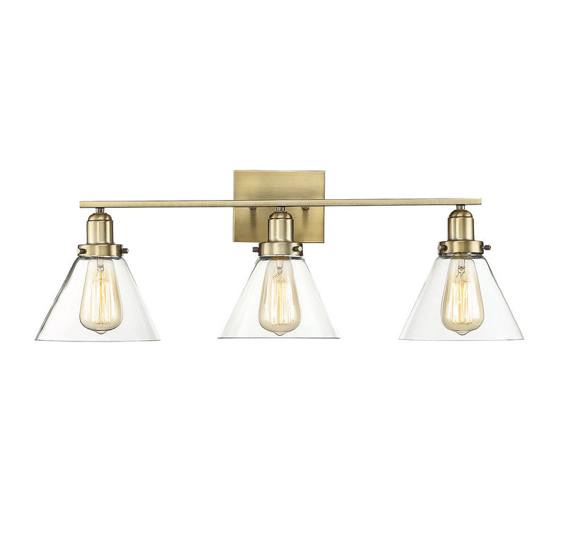 Savoy House Drake 8-9130-3-322 Three Light Bath Bar, Warm Brass Finish - LightingWellCo