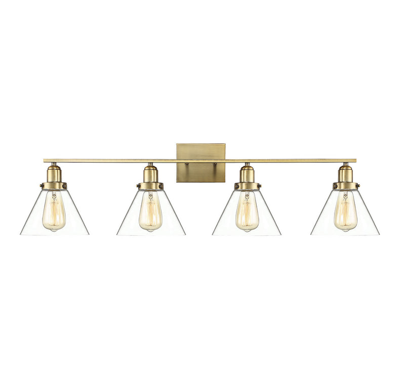 Savoy House Drake 8-9130-4-322 Four Light Bath Bar, Warm Brass Finish - LightingWellCo