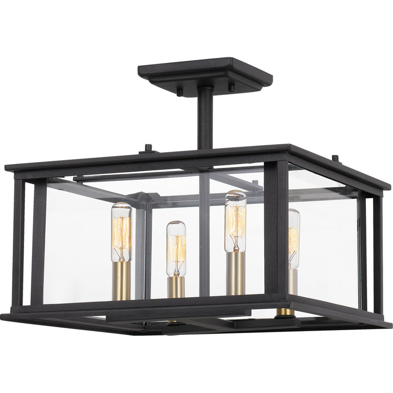 Quoizel CDL1714EK Four Light Semi-Flush Mount, Earth Black Finish - LightingWellCo