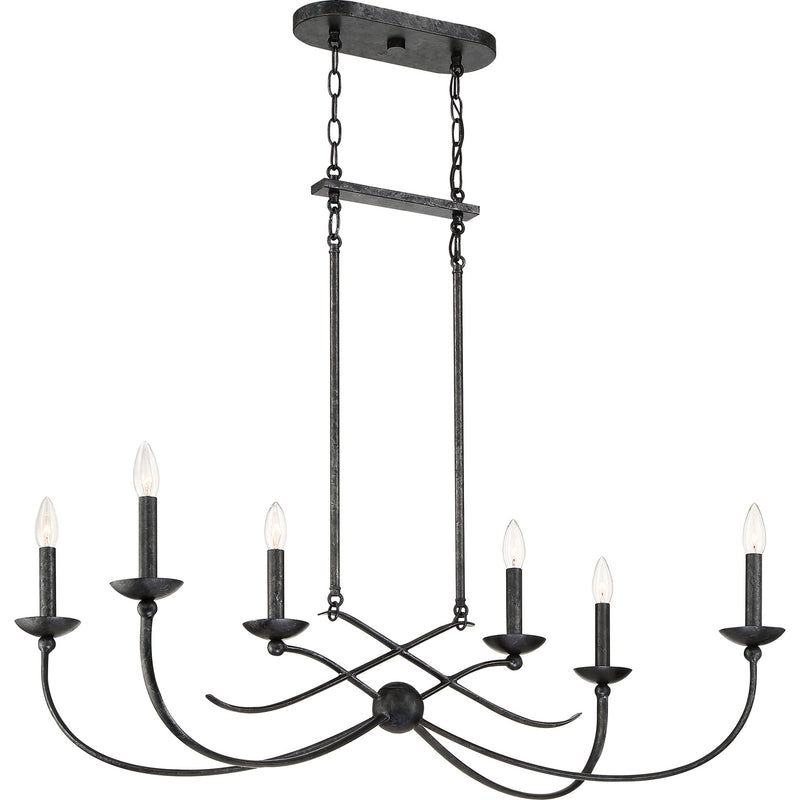 Quoizel CLL638OK Six Light Island Chandelier, Old Black Finish Finish - LightingWellCo