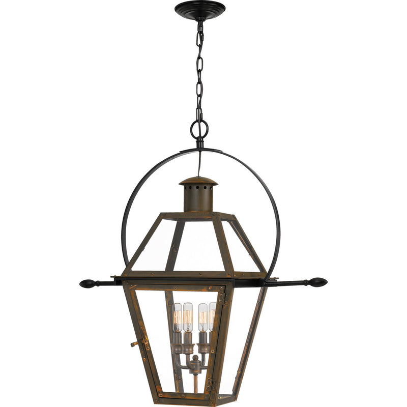Quoizel RO1914IZ Four Light Outdoor Hanging Lantern, Industrial Bronze Finish - LightingWellCo