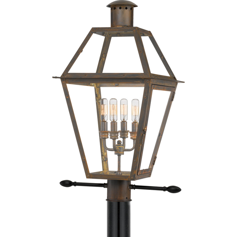 Quoizel RO9014IZ Four Light Outdoor Post Mount, Industrial Bronze Finish - LightingWellCo