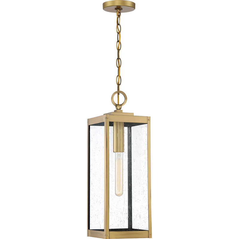 Quoizel WVR1907A One Light Outdoor Hanging Lantern, Antique Brass Finish - LightingWellCo