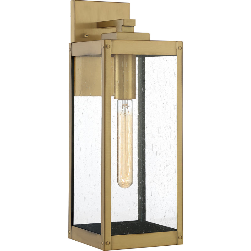 Quoizel WVR8406A One Light Outdoor Wall Lantern, Antique Brass Finish - LightingWellCo