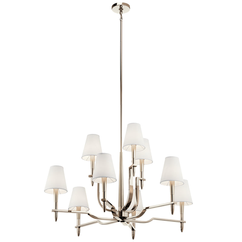 Kichler 44311PN Nine Light Chandelier, Polished Nickel Finish - LightingWellCo