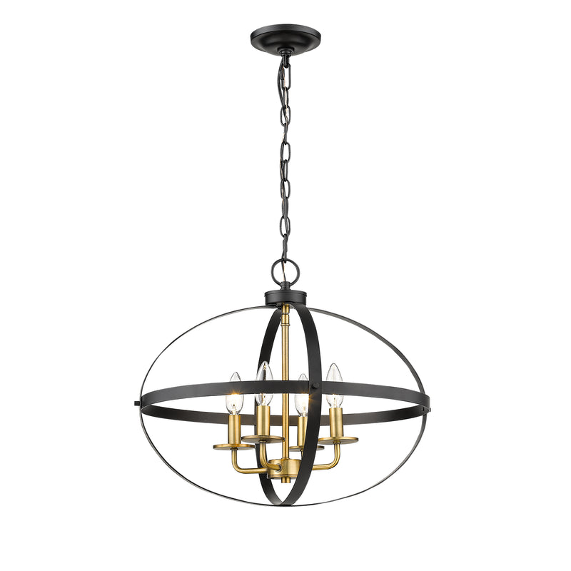 Millennium 2384-MB/HBZ Four Light Pendant, Matte Black/Heirloom Bronze Finish - LightingWellCo