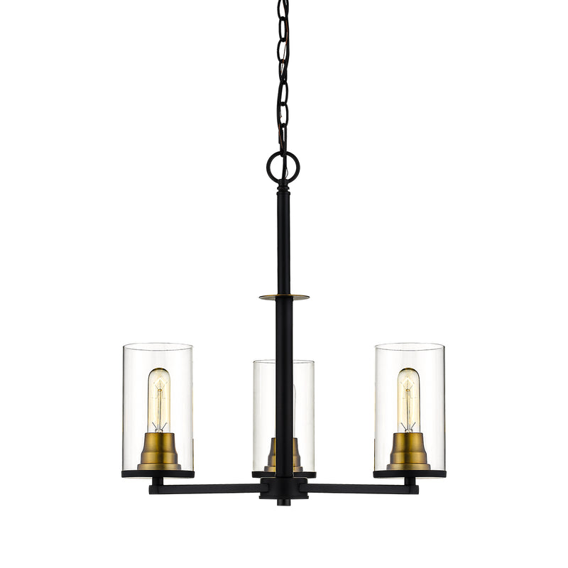 Millennium 3483-MB/HBZ Three Light Chandelier, Matte Black/Heirloom Bronze Finish - LightingWellCo