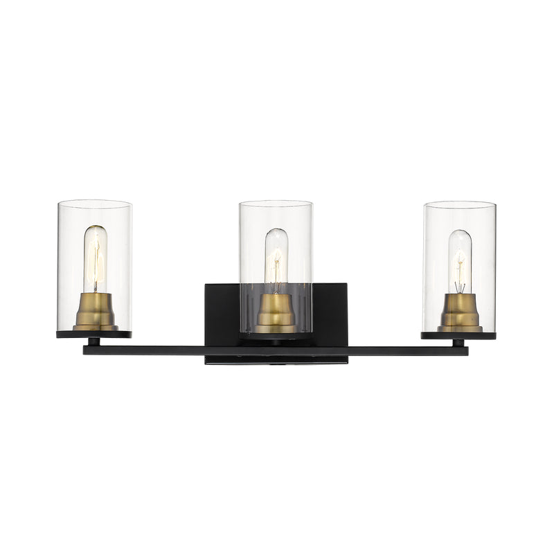 Millennium 3493-MB/HBZ Three Light Vanity, Matte Black/Heirloom Bronze Finish - LightingWellCo