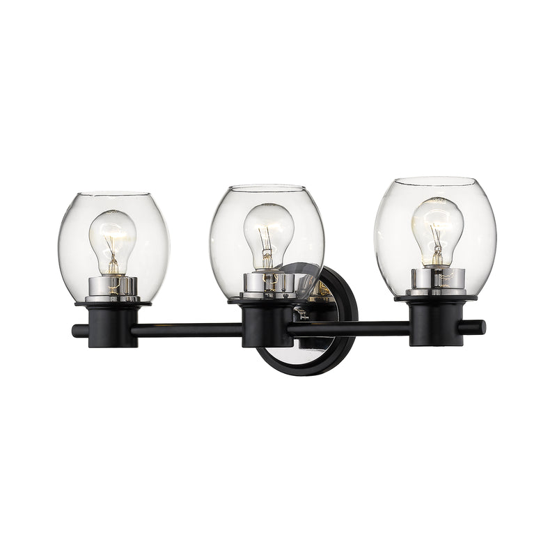 Millennium 3553-MB/PN Three Light Vanity, Matte Black/Polished Nickel Finish - LightingWellCo