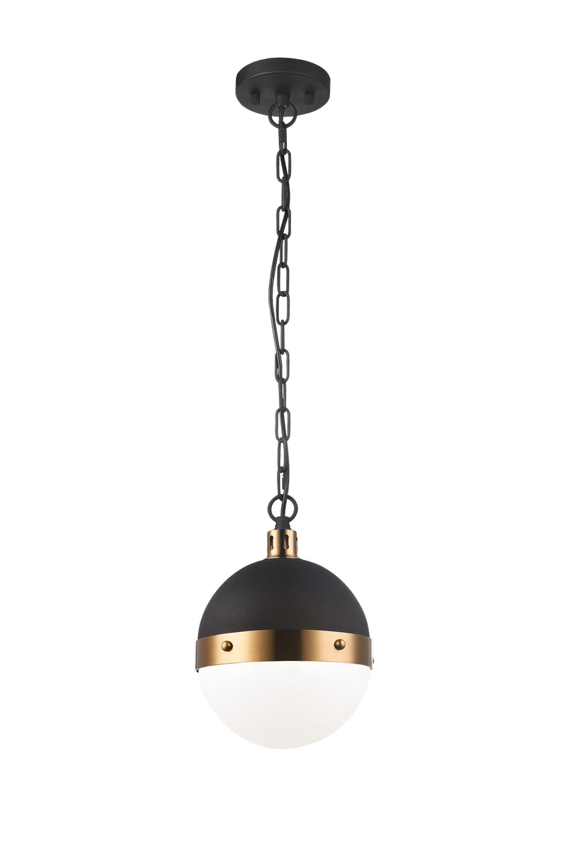 Matteo Lighting C61801AGOP One Light Pendant, Aged Gold Brass Finish - LightingWellCo