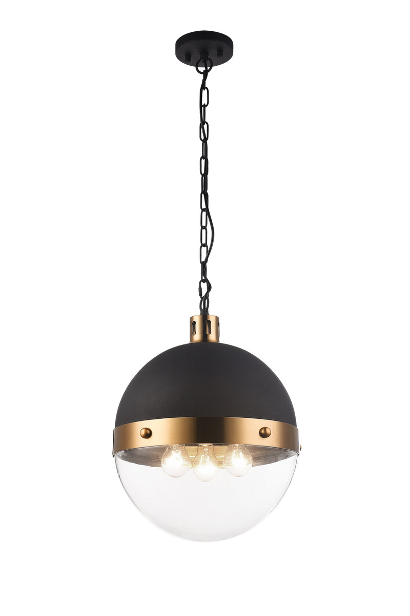 Matteo Lighting C61803AGCL Three Light Pendant, Aged Gold Brass Finish - LightingWellCo