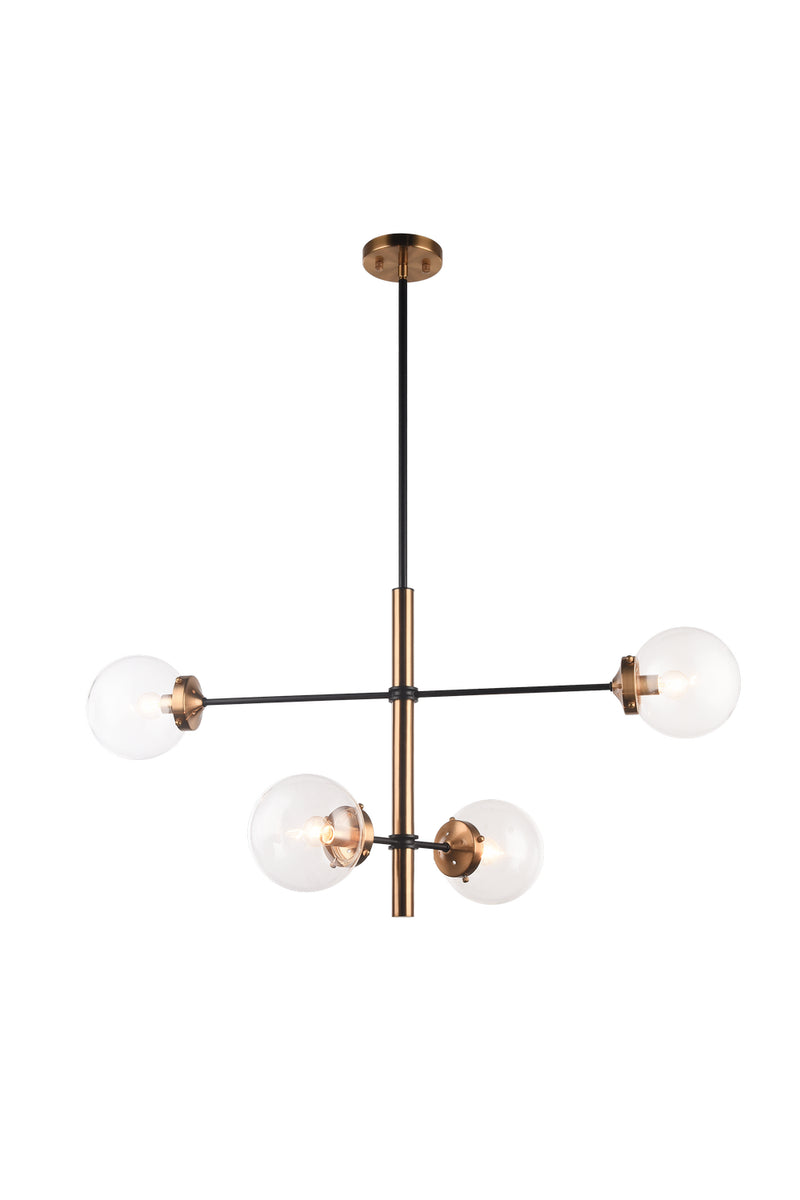 Matteo Lighting C78104AGCL Four Light Chandelier, Aged Gold Brass Finish - LightingWellCo