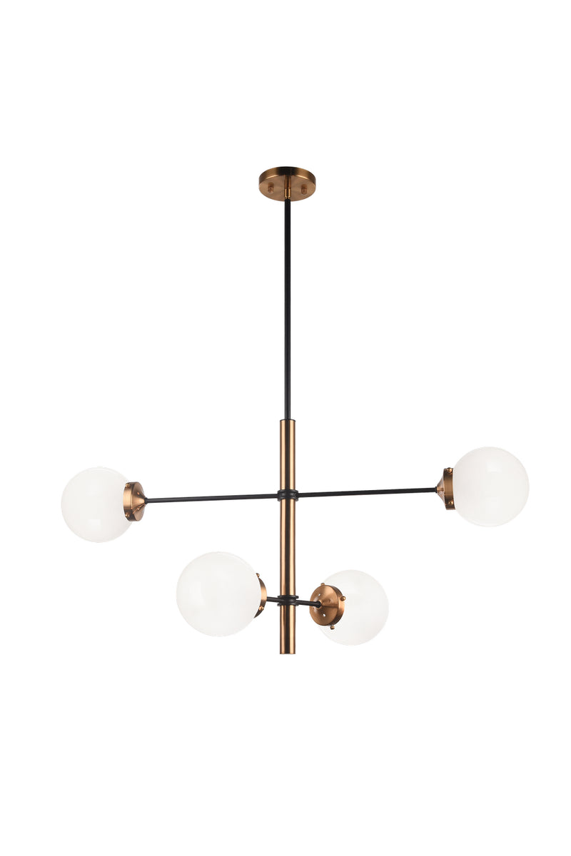 Matteo Lighting C78104AGOP Four Light Chandelier, Aged Gold Brass Finish - LightingWellCo