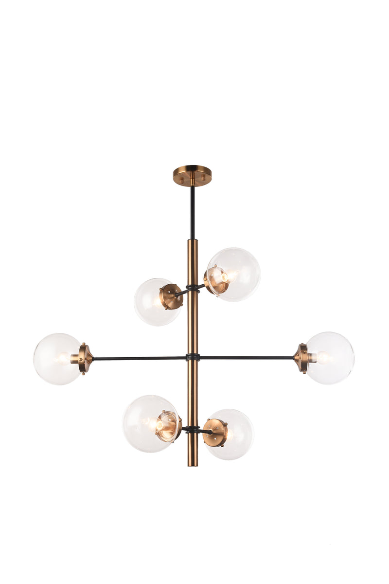 Matteo Lighting C78106AGCL Six Light Chandelier, Aged Gold Brass Finish - LightingWellCo