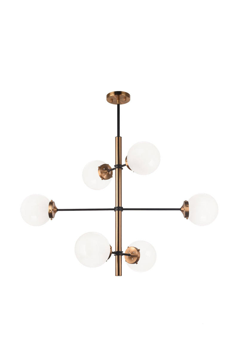 Matteo Lighting C78106AGOP Six Light Chandelier, Aged Gold Brass Finish - LightingWellCo