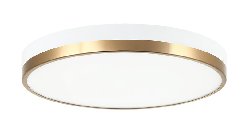 Matteo Lighting M15302WHAG LED Flush Mount Light, White & Aged Gold Brass Finish - LightingWellCo