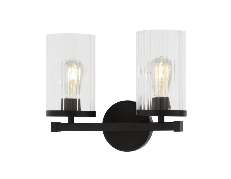 Matteo Lighting S06102BK Two Light Wall Sconce, Black Finish - LightingWellCo