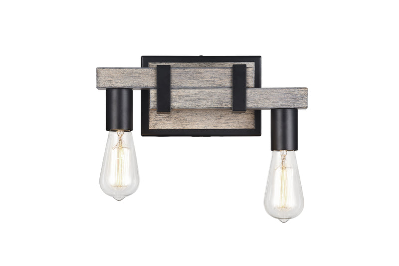 Matteo Lighting S06302WD Two Light Wall Sconce, Wood Grain Finish - LightingWellCo