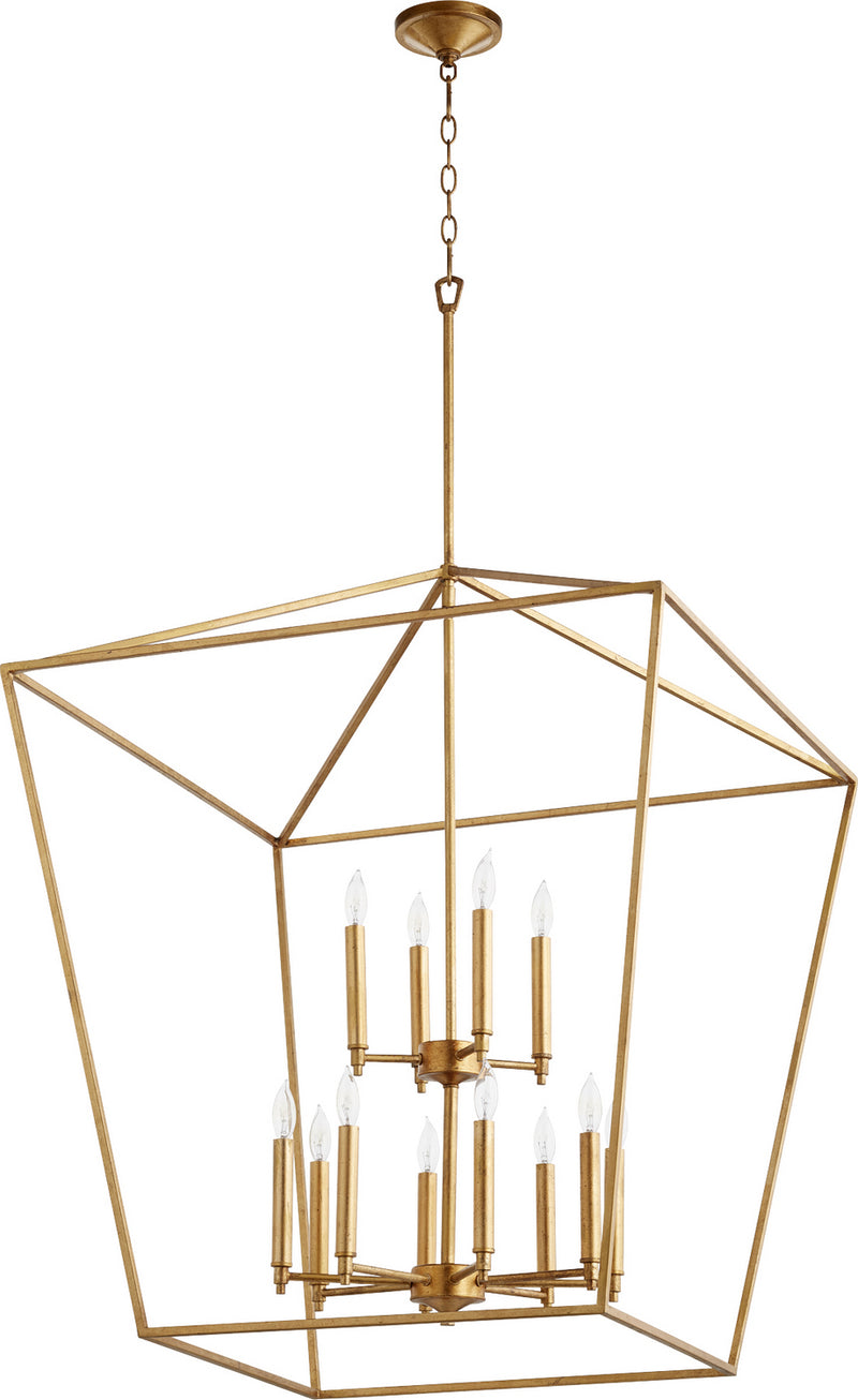 Quorum 604-12-74 12 Light Entry Pendant, Gold Leaf Finish - LightingWellCo