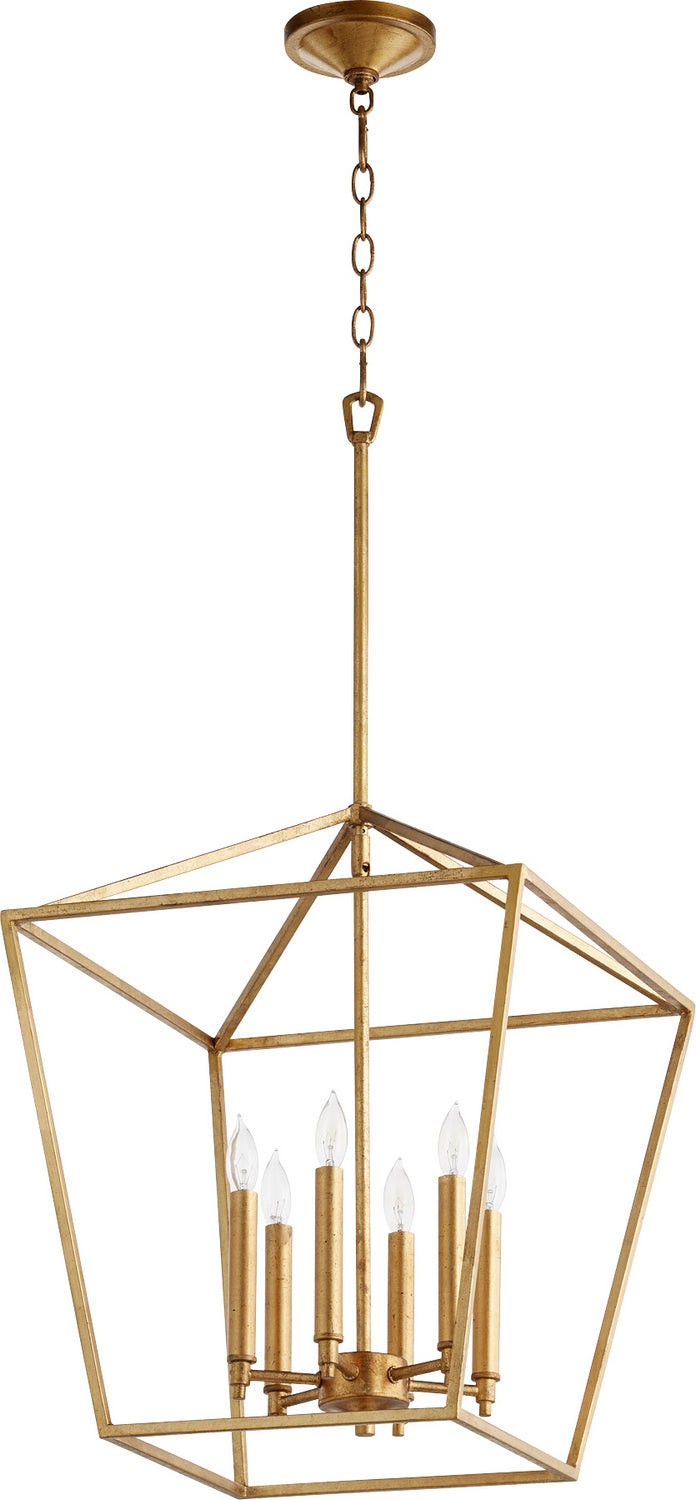 Quorum 604-6-74 Six Light Entry Pendant, Gold Leaf Finish - LightingWellCo