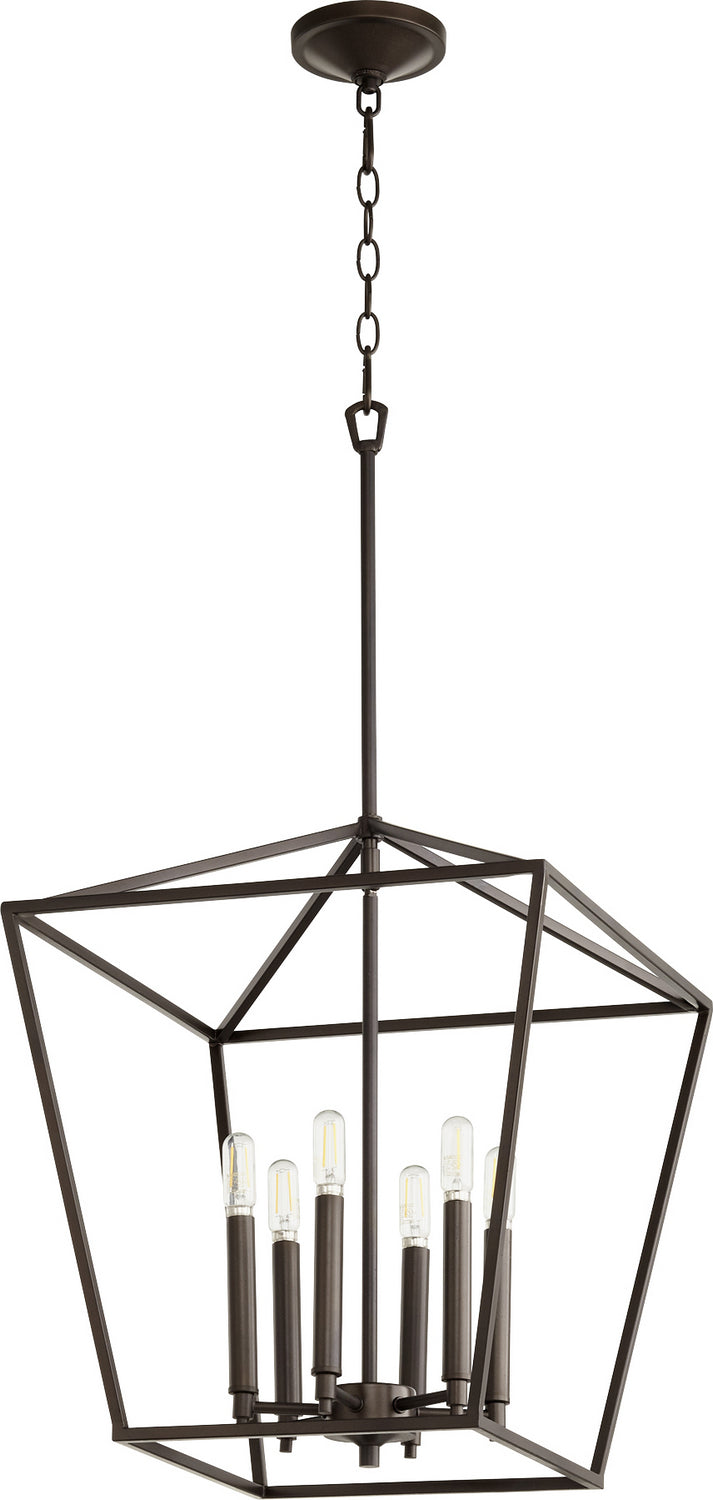 Quorum 604-6-86 Six Light Entry Pendant, Oiled Bronze Finish - LightingWellCo