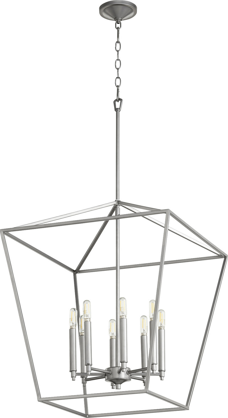 Quorum 604-8-64 Eight Light Entry Pendant, Classic Nickel Finish - LightingWellCo