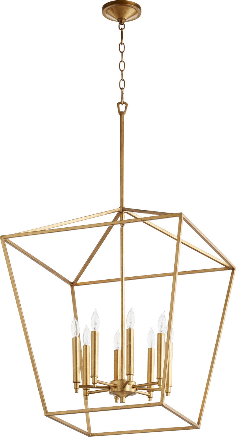 Quorum 604-8-74 Eight Light Entry Pendant, Gold Leaf Finish - LightingWellCo