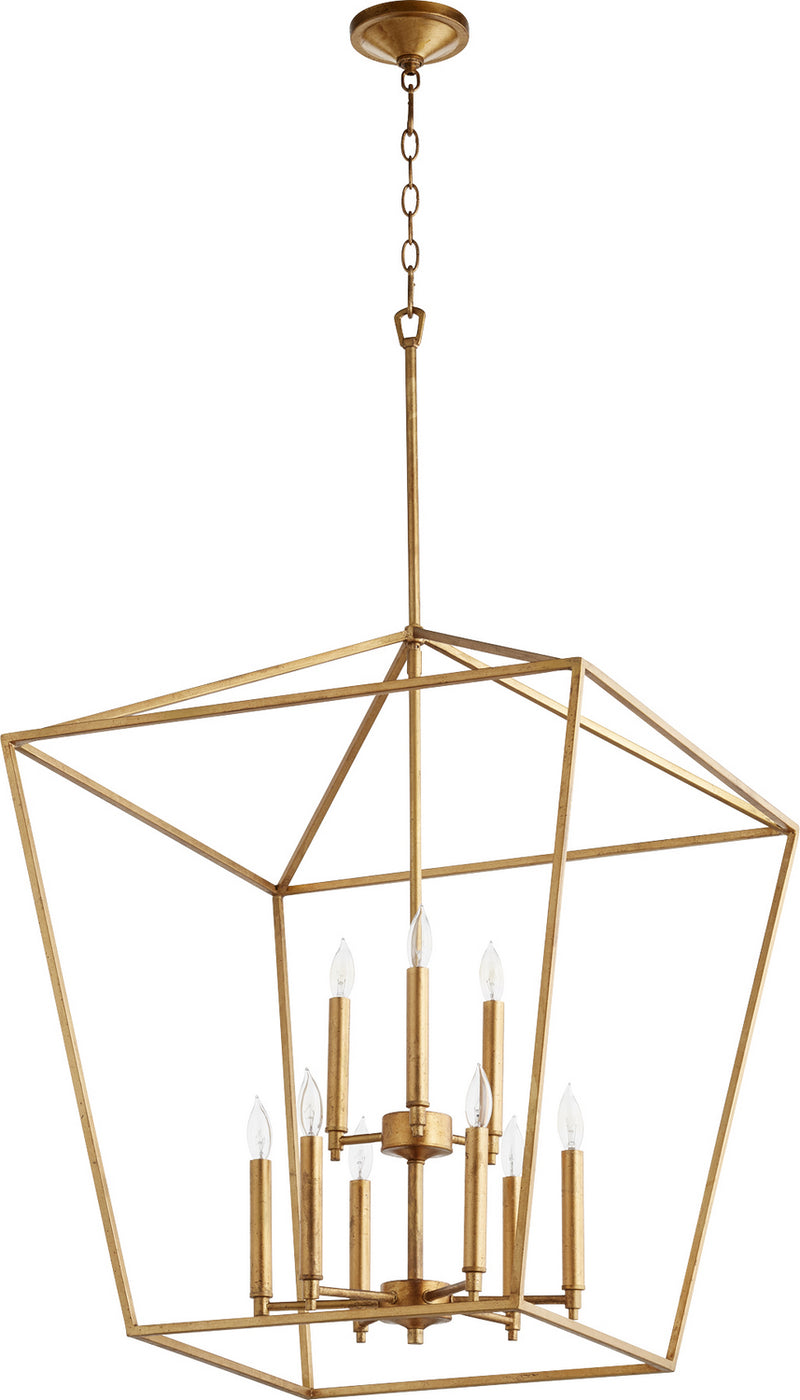 Quorum 604-9-74 Nine Light Entry Pendant, Gold Leaf Finish - LightingWellCo