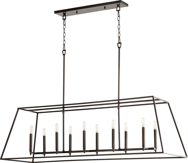 Quorum 654-10-86 Ten Light Entry Pendant, Oiled Bronze Finish - LightingWellCo