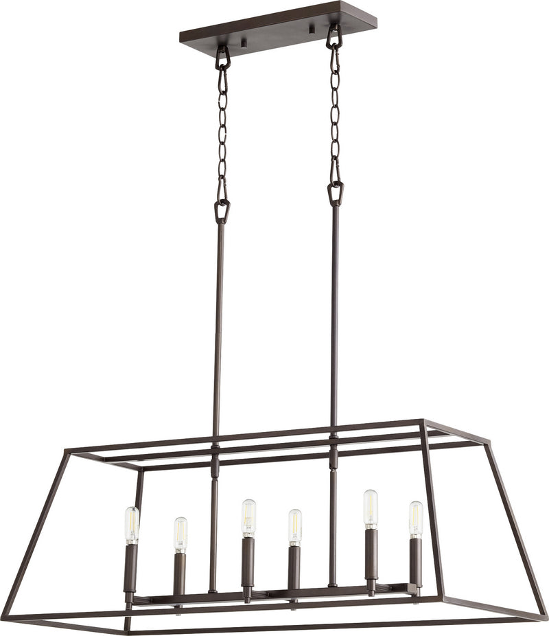 Quorum 654-6-86 Six Light Entry Pendant, Oiled Bronze Finish - LightingWellCo