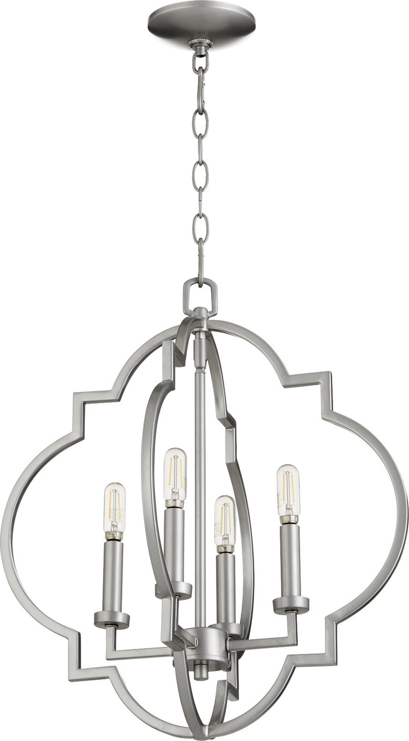 Quorum 6842-4-64 Four Light Pendant, Classic Nickel Finish - LightingWellCo