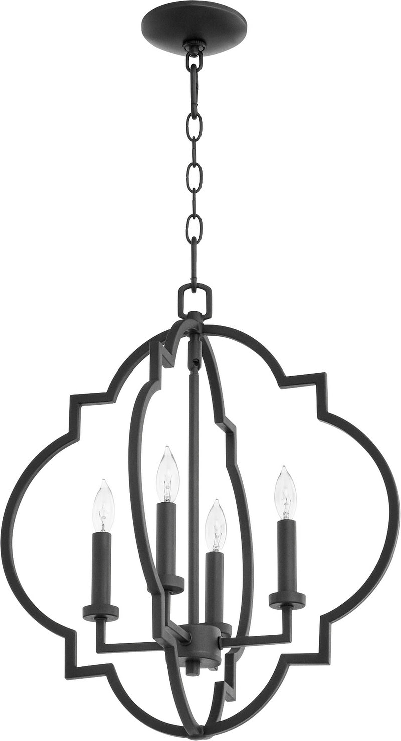 Quorum 6842-4-69 Four Light Entry Pendant, Black Finish - LightingWellCo