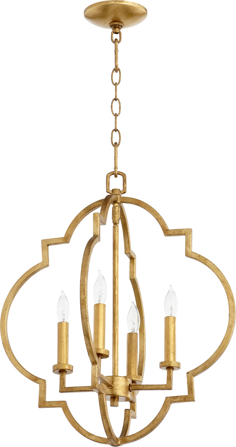 Quorum 6842-4-74 Four Light Entry Pendant, Gold Leaf Finish - LightingWellCo