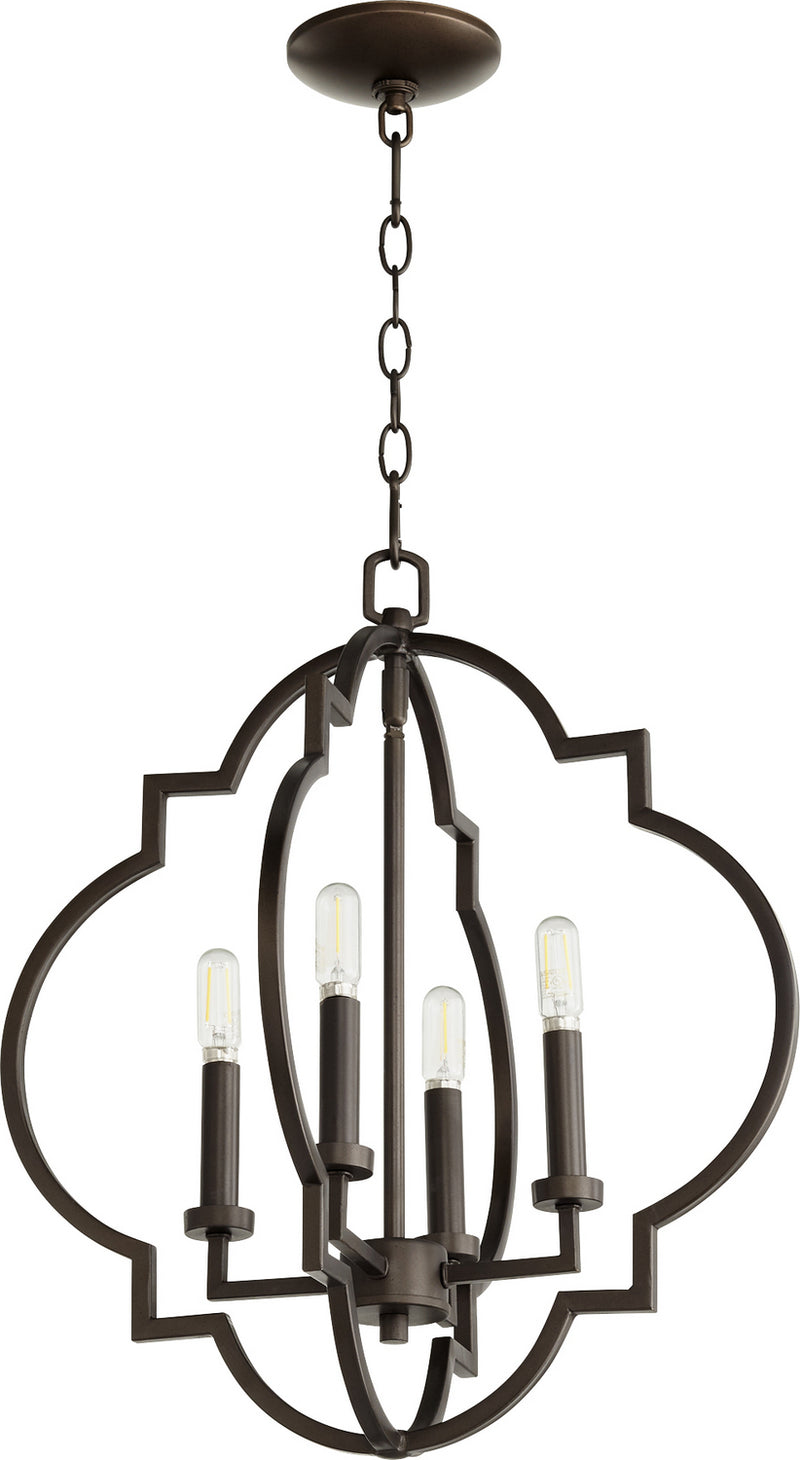 Quorum 6842-4-86 Four Light Pendant, Oiled Bronze Finish - LightingWellCo