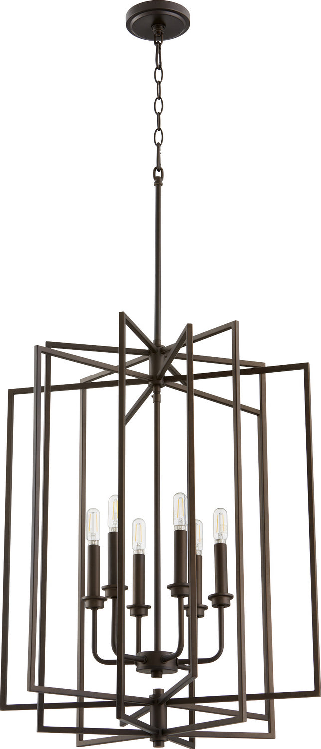 Quorum 688-6-86 Six Light Entry Pendant, Oiled Bronze Finish - LightingWellCo