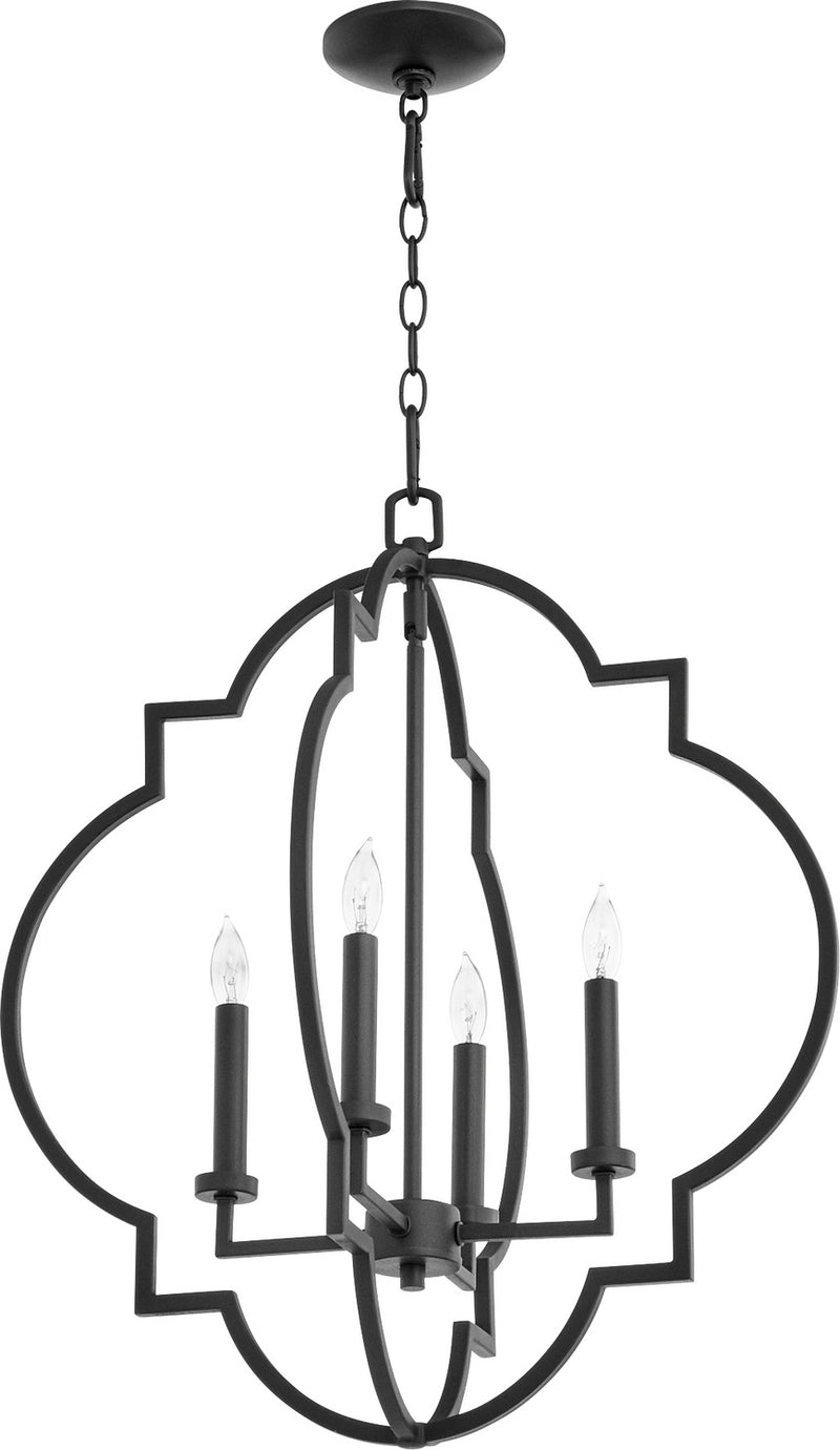 Quorum 6942-4-69 Four Light Entry Pendant, Black Finish - LightingWellCo